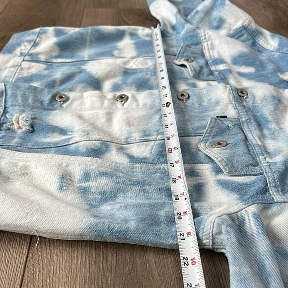 Levi's Made & Crafted Boxy Tie Dyed Denim Trucker Jacket Blue White Size 0 - Picture 10 of 12
